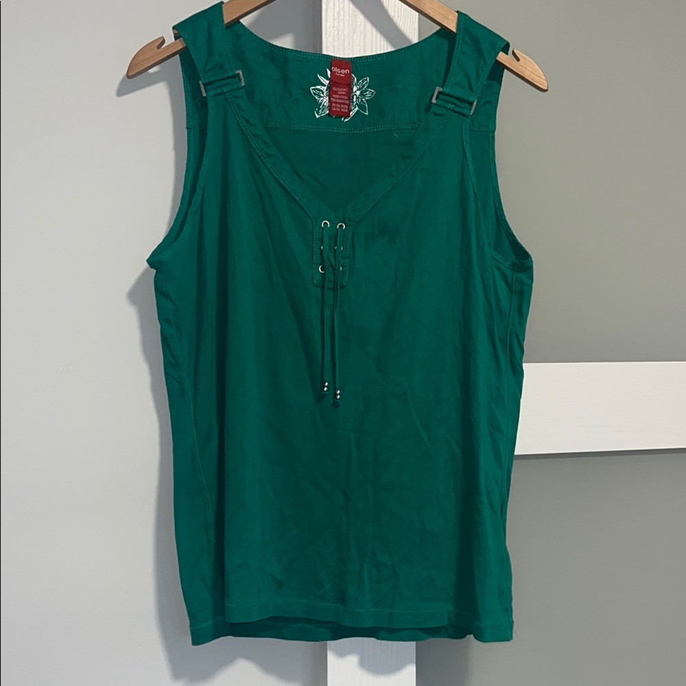 Sigrid Olsen Green Sleeveless Tank Top